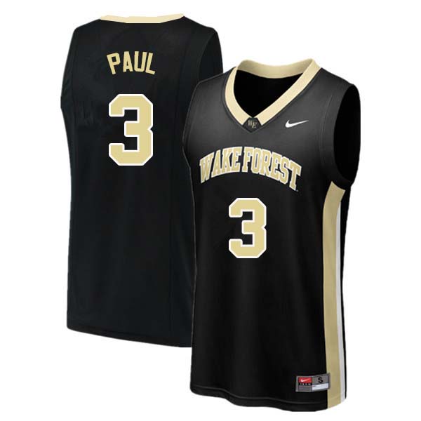 Men #3 Chris Paul Wake Forest Demon Deacons College Basketball Jerseys Sale-Black